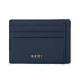 Salvio 6 Card Italian Leather Card Holder Navy Blue